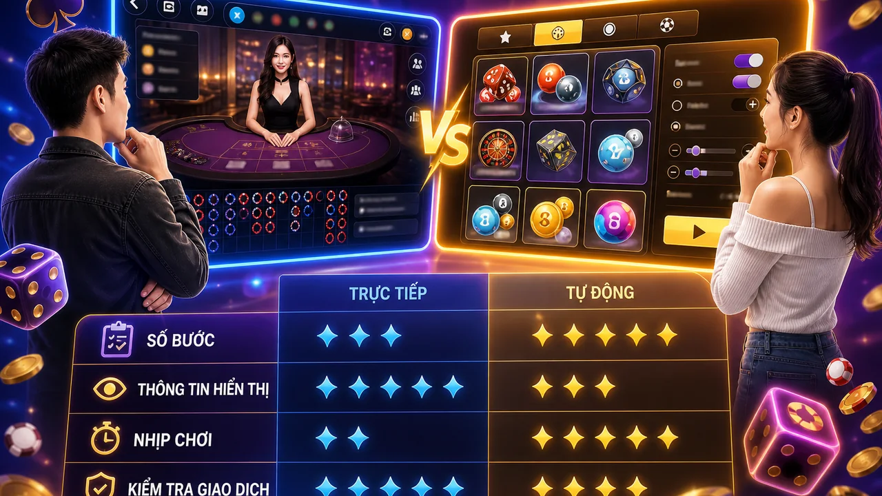 Chọn nhịp chơi nào dễ kiểm tra hơn? So sánh trò trực tiếp hay tự động king33 theo phương thức thanh toán